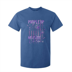 Purple Up Military Child T Shirt For Kid Dandelion Vintage American Flag Military Child Month TS11 Royal Blue Print Your Wear