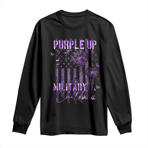 Purple Up Military Child Long Sleeve Shirt Dandelion Vintage American Flag Military Child Month TS11 Black Print Your Wear