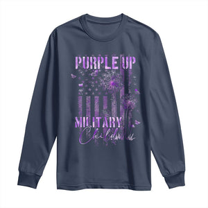 Purple Up Military Child Long Sleeve Shirt Dandelion Vintage American Flag Military Child Month TS11 Navy Print Your Wear