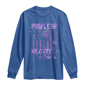 Purple Up Military Child Long Sleeve Shirt Dandelion Vintage American Flag Military Child Month TS11 Royal Blue Print Your Wear