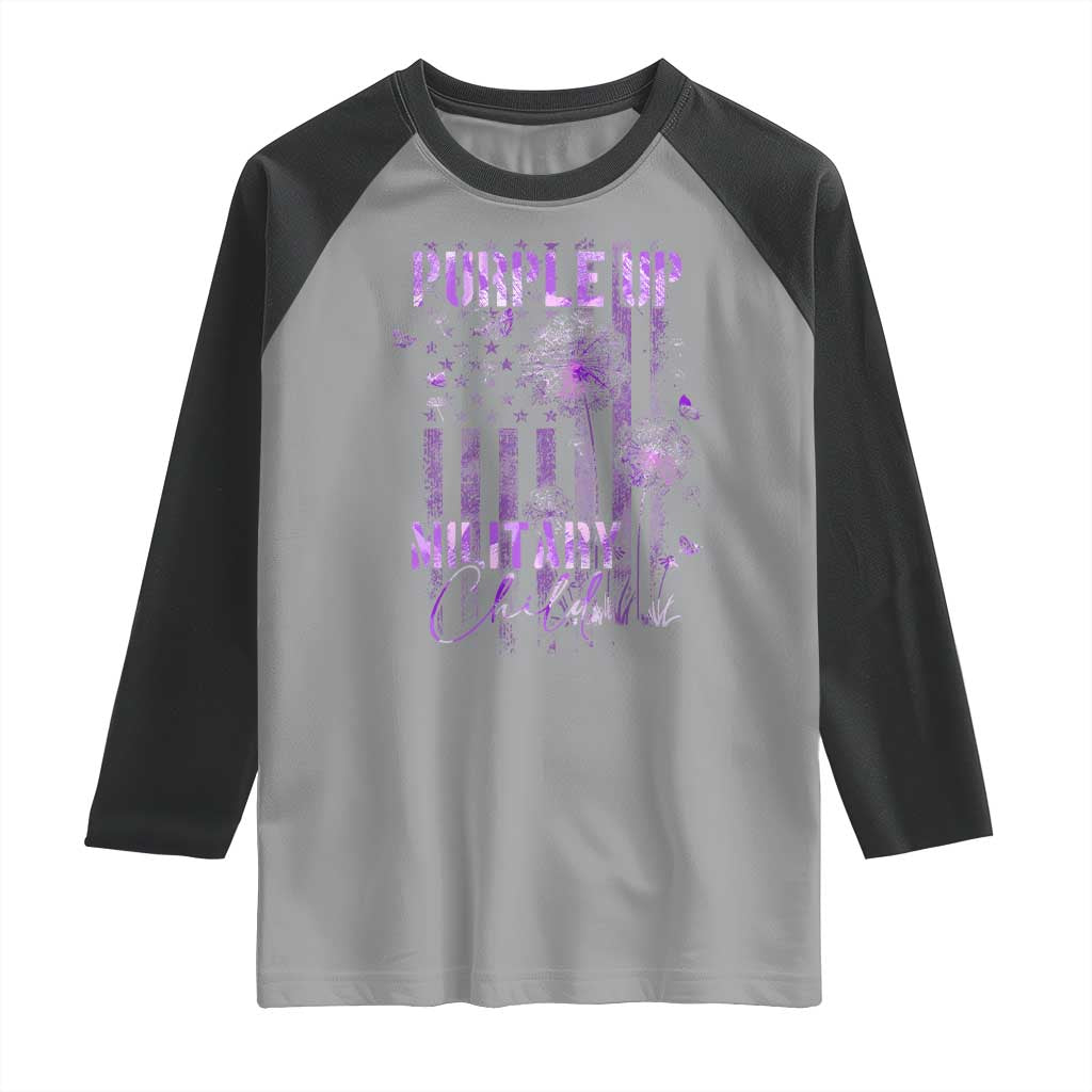 Purple Up Military Child Raglan Shirt Dandelion Vintage American Flag Military Child Month TS11 Sport Gray Black Print Your Wear