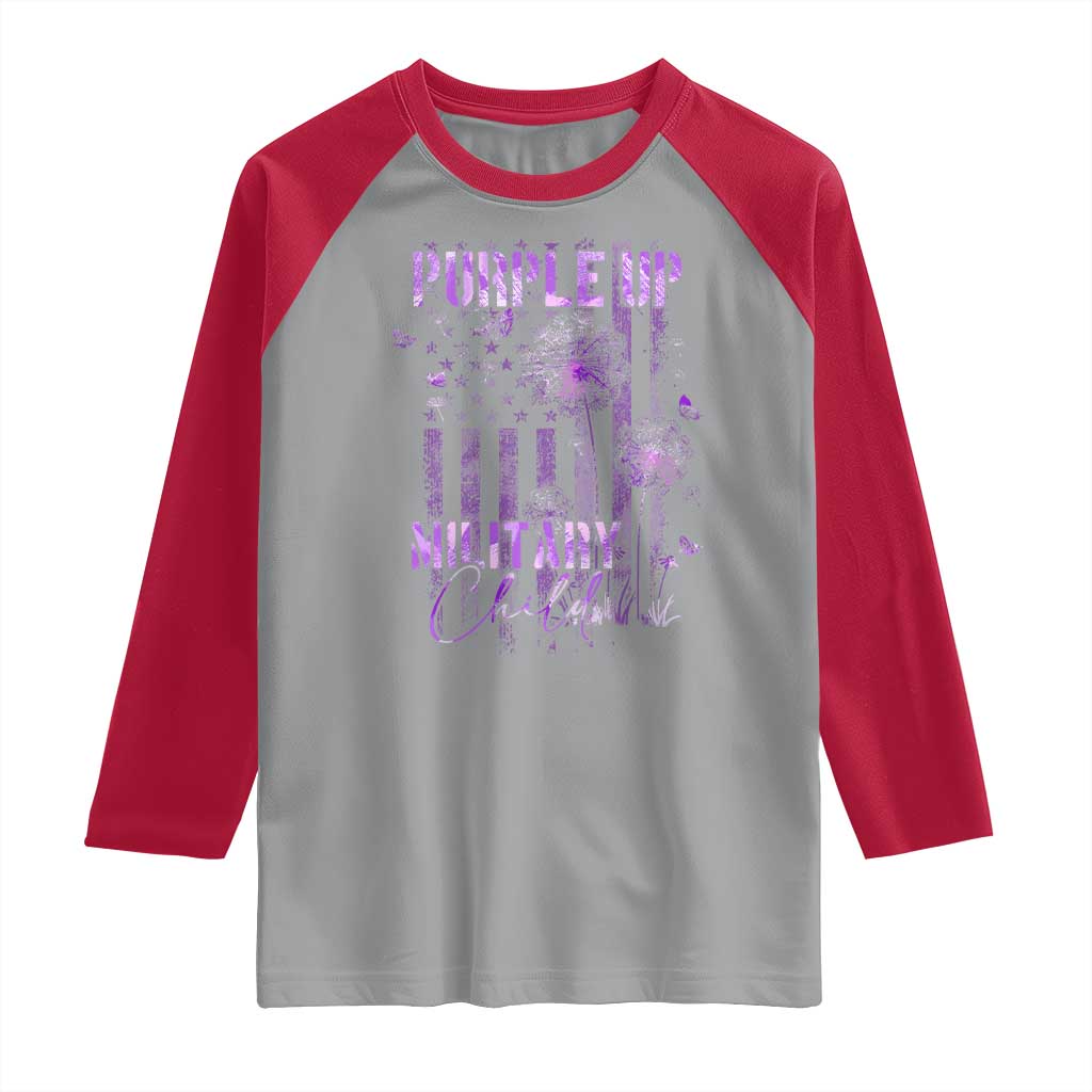 Purple Up Military Child Raglan Shirt Dandelion Vintage American Flag Military Child Month TS11 Sport Gray Red Print Your Wear