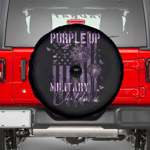 Purple Up Military Child Spare Tire Cover Dandelion Vintage American Flag Military Child Month TS11 Black Print Your Wear