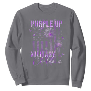 Purple Up Military Child Sweatshirt Dandelion Vintage American Flag Military Child Month TS11 Charcoal Print Your Wear