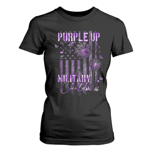 Purple Up Military Child T Shirt For Women Dandelion Vintage American Flag Military Child Month TS11 Black Print Your Wear