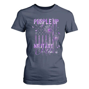 Purple Up Military Child T Shirt For Women Dandelion Vintage American Flag Military Child Month TS11 Navy Print Your Wear