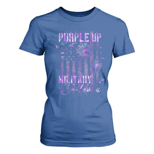 Purple Up Military Child T Shirt For Women Dandelion Vintage American Flag Military Child Month TS11 Royal Blue Print Your Wear