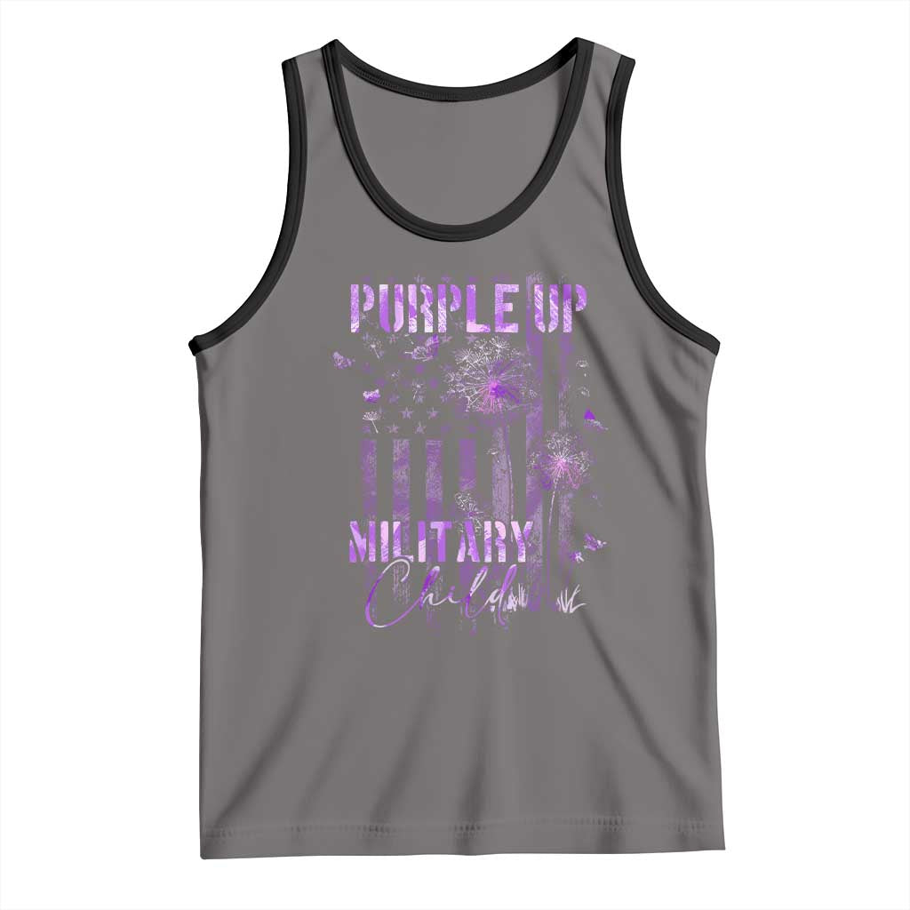 Purple Up Military Child Tank Top Dandelion Vintage American Flag Military Child Month TS11 Deep Heather Black Print Your Wear