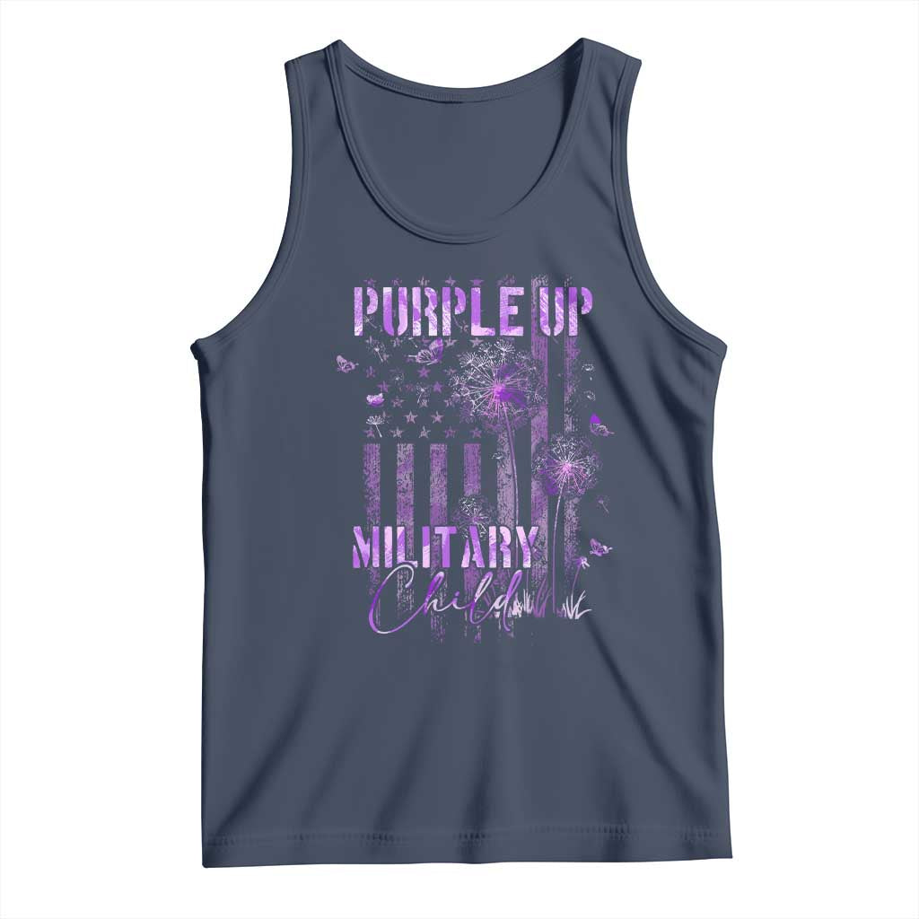Purple Up Military Child Tank Top Dandelion Vintage American Flag Military Child Month TS11 Navy Print Your Wear