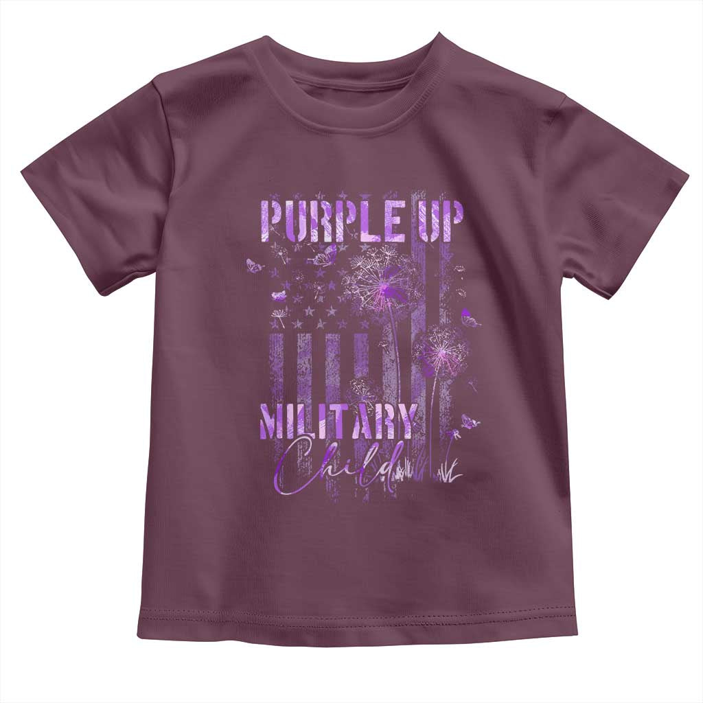 Purple Up Military Child Toddler T Shirt Dandelion Vintage American Flag Military Child Month TS11 Maroon Print Your Wear