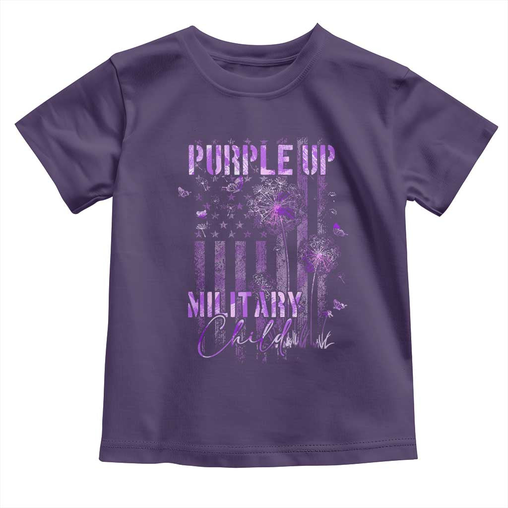 Purple Up Military Child Toddler T Shirt Dandelion Vintage American Flag Military Child Month TS11 Purple Print Your Wear