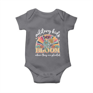 Military Kids Bloom Where They Are Planted Baby Onesie Military Child Month Retro Vintage Flowers TS11 Charcoal Print Your Wear