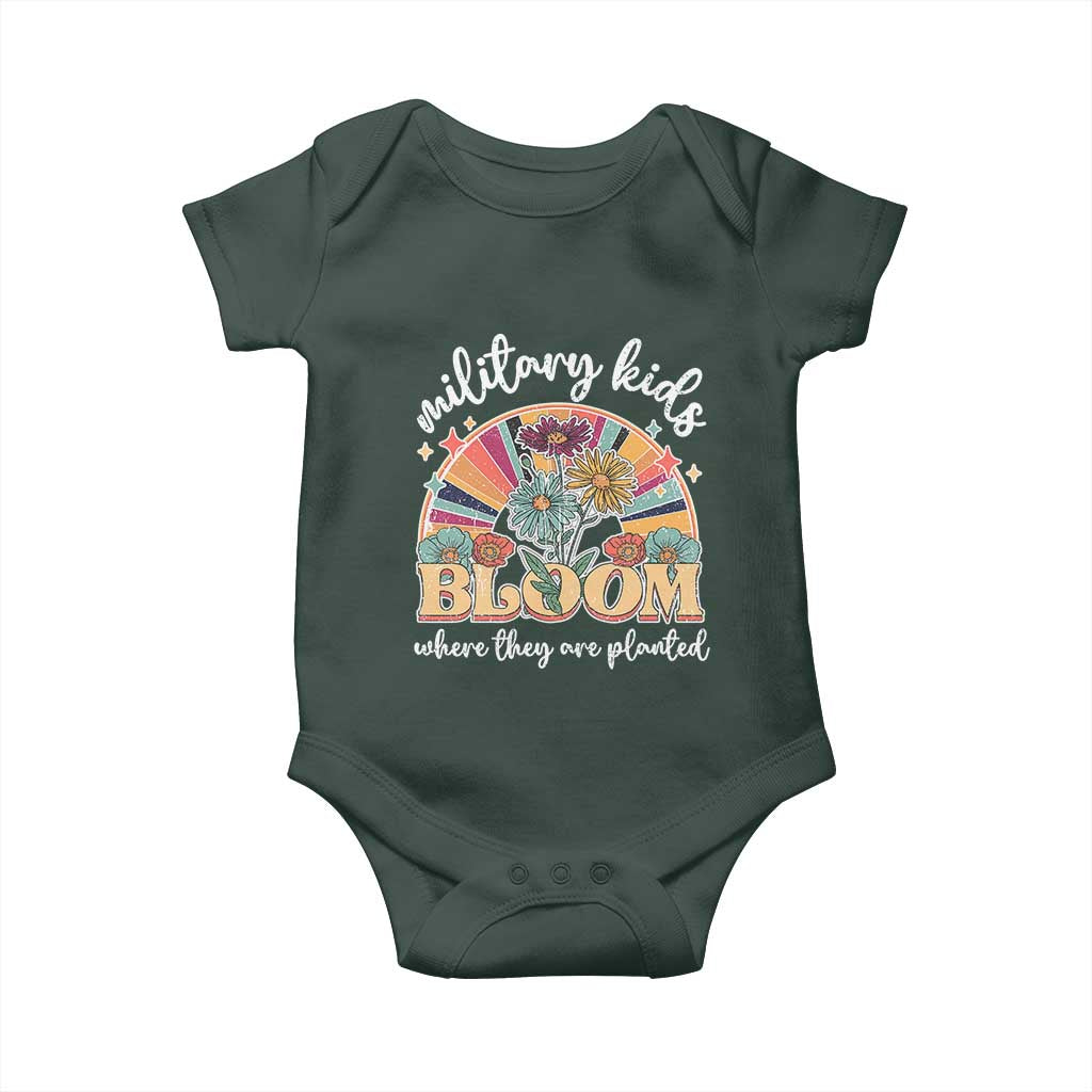 Military Kids Bloom Where They Are Planted Baby Onesie Military Child Month Retro Vintage Flowers TS11 Print Your Wear
