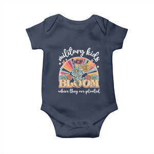Military Kids Bloom Where They Are Planted Baby Onesie Military Child Month Retro Vintage Flowers TS11 Navy Print Your Wear