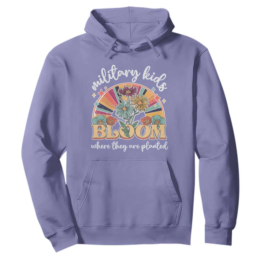Military Kids Bloom Where They Are Planted Hoodie Military Child Month Retro Vintage Flowers TS11 Violet Print Your Wear