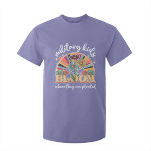 Military Kids Bloom Where They Are Planted T Shirt For Kid Military Child Month Retro Vintage Flowers TS11 Violet Print Your Wear