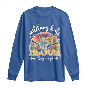 Military Kids Bloom Where They Are Planted Long Sleeve Shirt Military Child Month Retro Vintage Flowers TS11 Royal Blue Print Your Wear