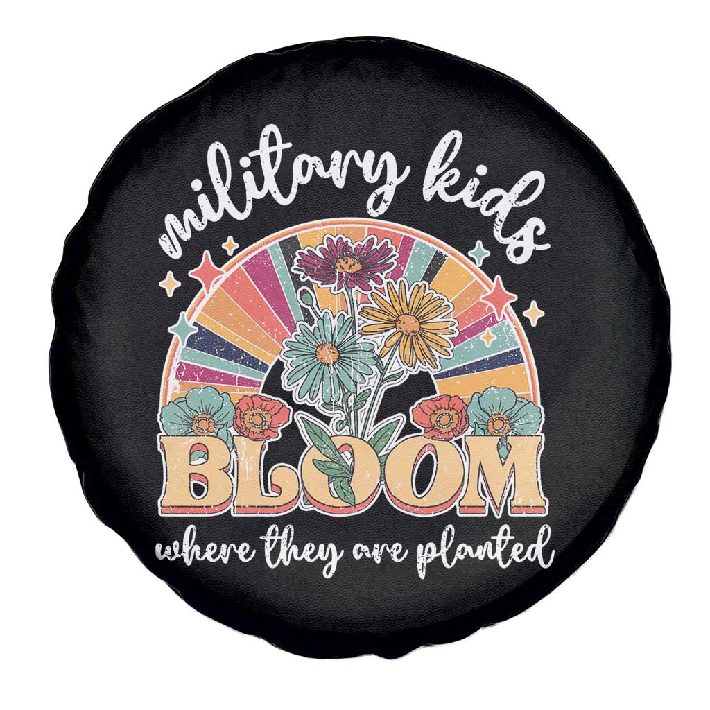 Military Kids Bloom Where They Are Planted Spare Tire Cover Military Child Month Retro Vintage Flowers TS11 Print Your Wear