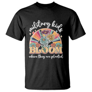 Military Kids Bloom Where They Are Planted T Shirt Military Child Month Retro Vintage Flowers TS11 Black Print Your Wear