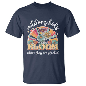 Military Kids Bloom Where They Are Planted T Shirt Military Child Month Retro Vintage Flowers TS11 Navy Print Your Wear