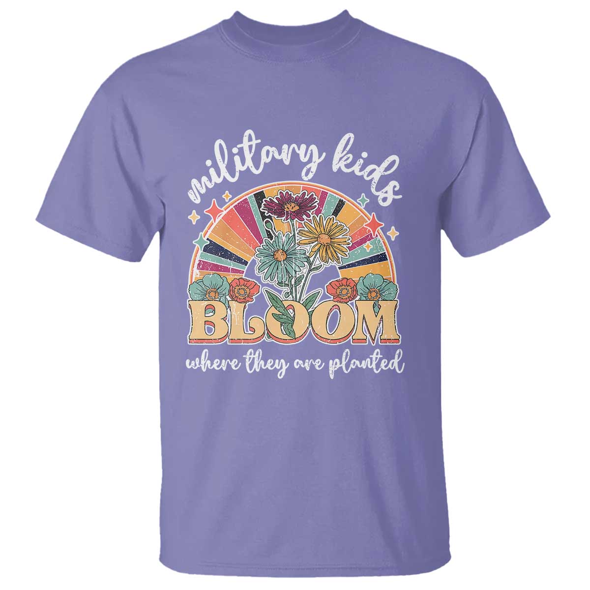 Military Kids Bloom Where They Are Planted T Shirt Military Child Month Retro Vintage Flowers TS11 Violet Print Your Wear