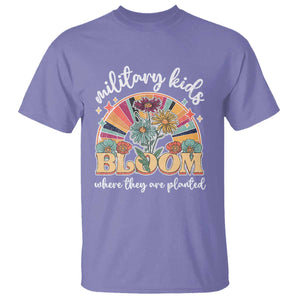 Military Kids Bloom Where They Are Planted T Shirt Military Child Month Retro Vintage Flowers TS11 Violet Print Your Wear