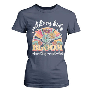 Military Kids Bloom Where They Are Planted T Shirt For Women Military Child Month Retro Vintage Flowers TS11 Navy Print Your Wear