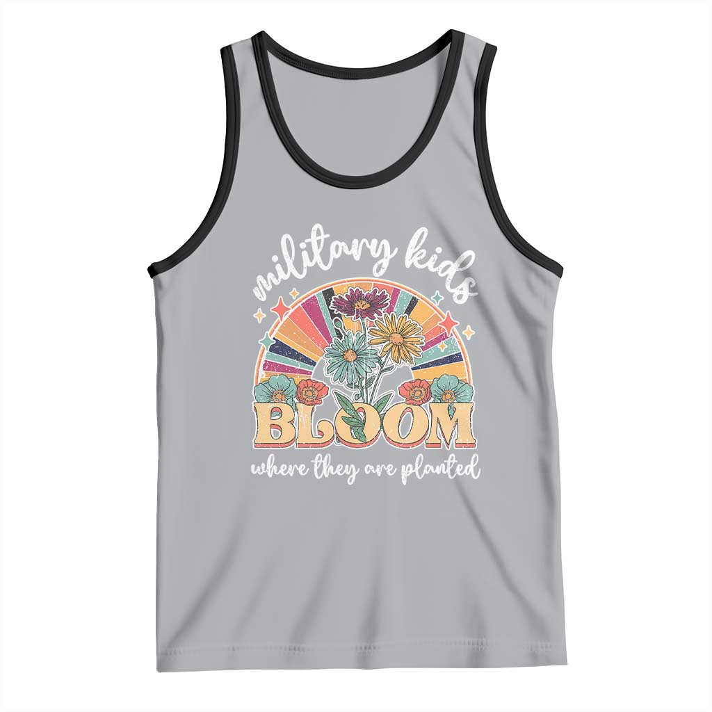 Military Kids Bloom Where They Are Planted Tank Top Military Child Month Retro Vintage Flowers TS11 Athletic Heather Black Print Your Wear