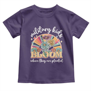 Military Kids Bloom Where They Are Planted Toddler T Shirt Military Child Month Retro Vintage Flowers TS11 Purple Print Your Wear