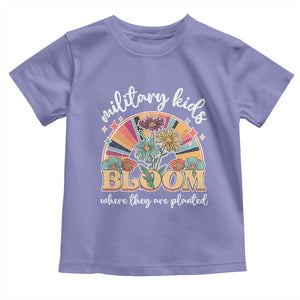 Military Kids Bloom Where They Are Planted Toddler T Shirt Military Child Month Retro Vintage Flowers TS11 Violet Print Your Wear