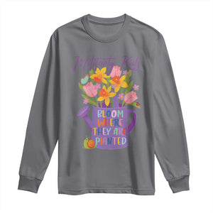 Military Kids Bloom Where They Are Planted Long Sleeve Shirt Military Child Month Flower TS11 Charcoal Print Your Wear