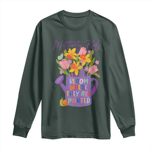 Military Kids Bloom Where They Are Planted Long Sleeve Shirt Military Child Month Flower TS11 Dark Forest Green Print Your Wear