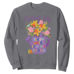 Military Kids Bloom Where They Are Planted Sweatshirt Military Child Month Flower TS11 Charcoal Print Your Wear