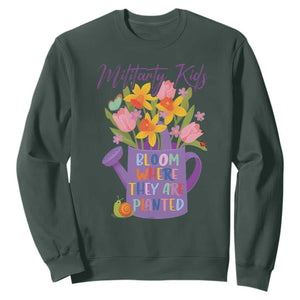 Military Kids Bloom Where They Are Planted Sweatshirt Military Child Month Flower TS11 Dark Forest Green Print Your Wear