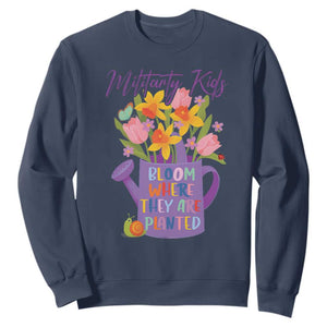 Military Kids Bloom Where They Are Planted Sweatshirt Military Child Month Flower TS11 Navy Print Your Wear