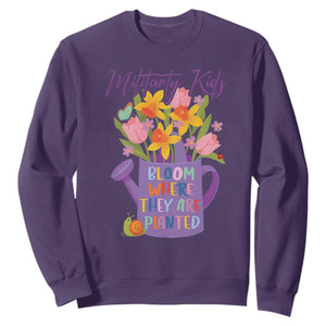 Military Kids Bloom Where They Are Planted Sweatshirt Military Child Month Flower TS11 Purple Print Your Wear
