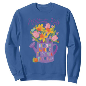 Military Kids Bloom Where They Are Planted Sweatshirt Military Child Month Flower TS11 Royal Blue Print Your Wear