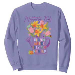 Military Kids Bloom Where They Are Planted Sweatshirt Military Child Month Flower TS11 Violet Print Your Wear