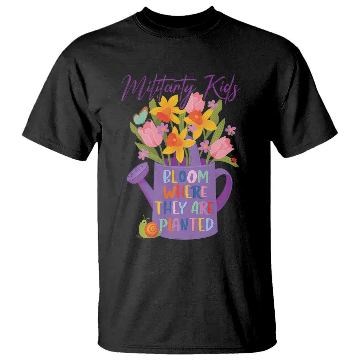 Military Kids Bloom Where They Are Planted T Shirt Military Child Month Flower TS11 Black Print Your Wear