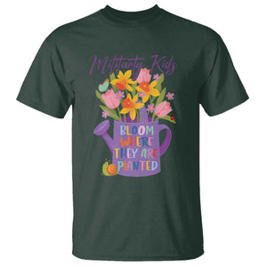 Military Kids Bloom Where They Are Planted T Shirt Military Child Month Flower TS11 Dark Forest Green Print Your Wear