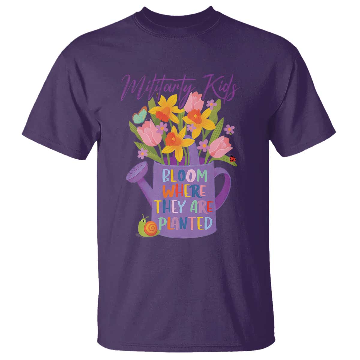 Military Kids Bloom Where They Are Planted T Shirt Military Child Month Flower TS11 Purple Print Your Wear