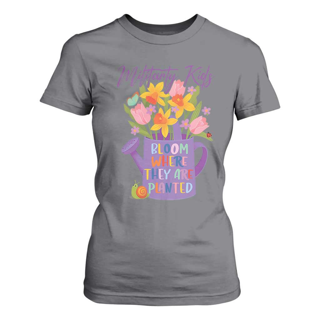Military Kids Bloom Where They Are Planted T Shirt For Women Military Child Month Flower TS11 Charcoal Print Your Wear