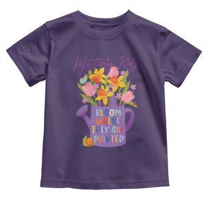 Military Kids Bloom Where They Are Planted Toddler T Shirt Military Child Month Flower TS11 Purple Print Your Wear