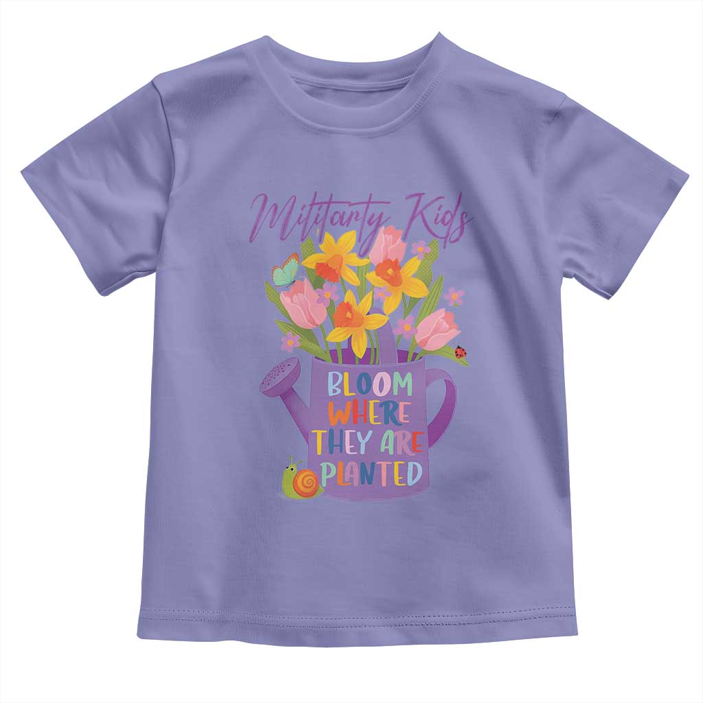 Military Kids Bloom Where They Are Planted Toddler T Shirt Military Child Month Flower TS11 Violet Print Your Wear