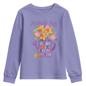 Military Kids Bloom Where They Are Planted Youth Sweatshirt Military Child Month Flower TS11 Violet Print Your Wear