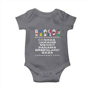 Canada Greenland Mexico Panama Gaza Ukraine Pride Baby Onesie Hand Fist TS11 Charcoal Print Your Wear