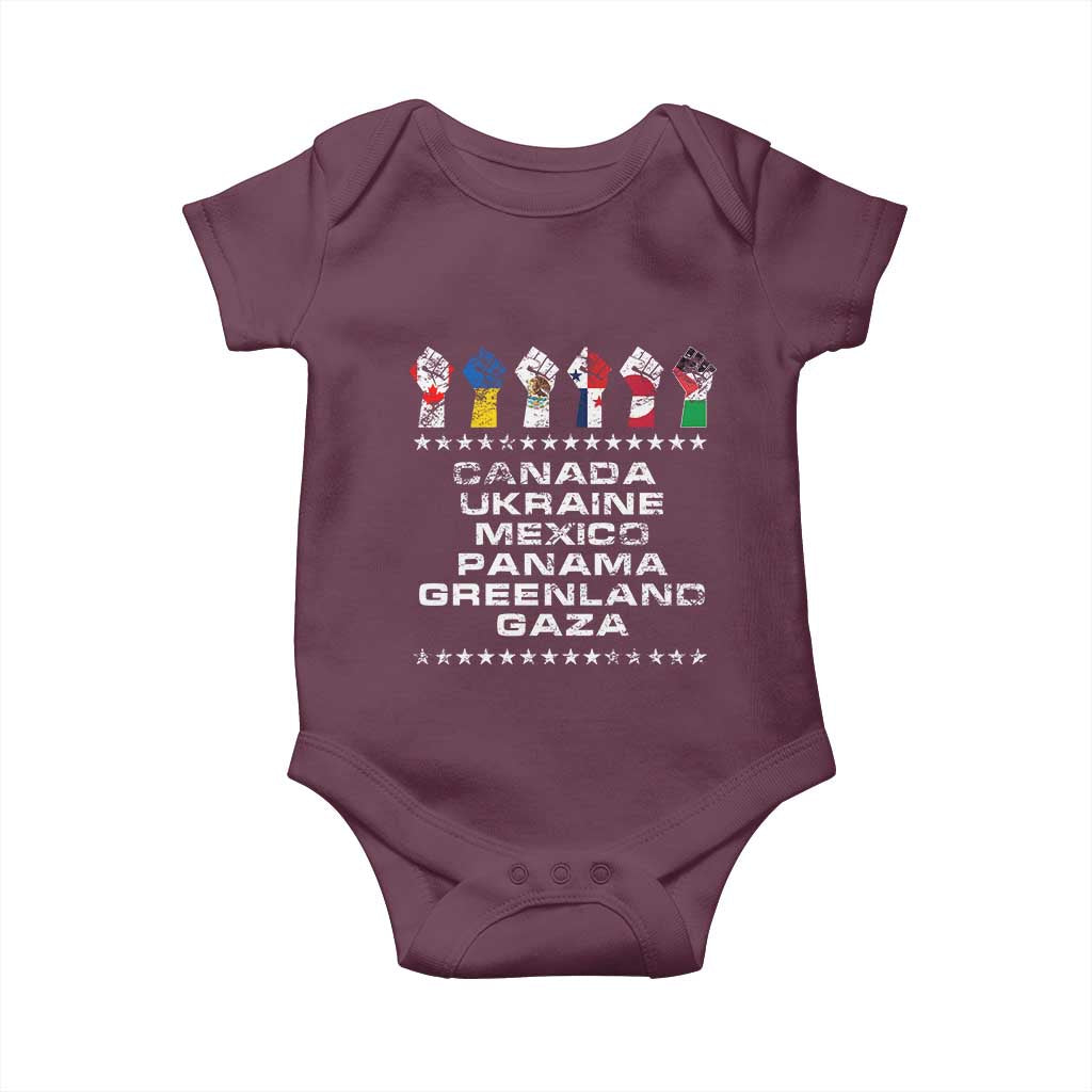 Canada Greenland Mexico Panama Gaza Ukraine Pride Baby Onesie Hand Fist TS11 Maroon Print Your Wear