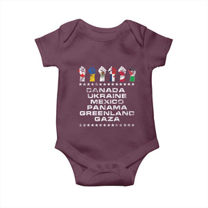 Canada Greenland Mexico Panama Gaza Ukraine Pride Baby Onesie Hand Fist TS11 Maroon Print Your Wear