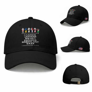 Canada Greenland Mexico Panama Gaza Ukraine Pride Baseball Cap Hand Fist TS11 Baseball Cap Universal Fit Black Print Your Wear