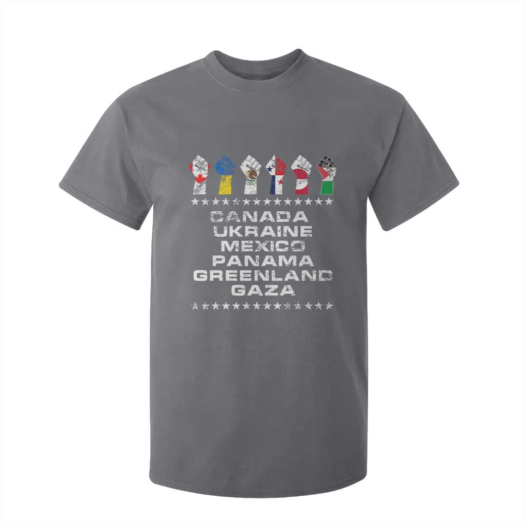 Canada Greenland Mexico Panama Gaza Ukraine Pride T Shirt For Kid Hand Fist TS11 Charcoal Print Your Wear
